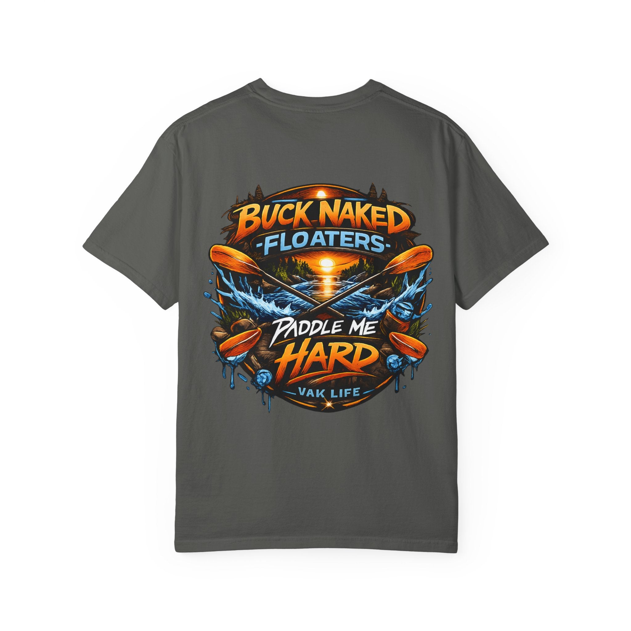Buck Naked Floaters Kayak T-Shirt — “Paddle Me Hard” Graphic Tee