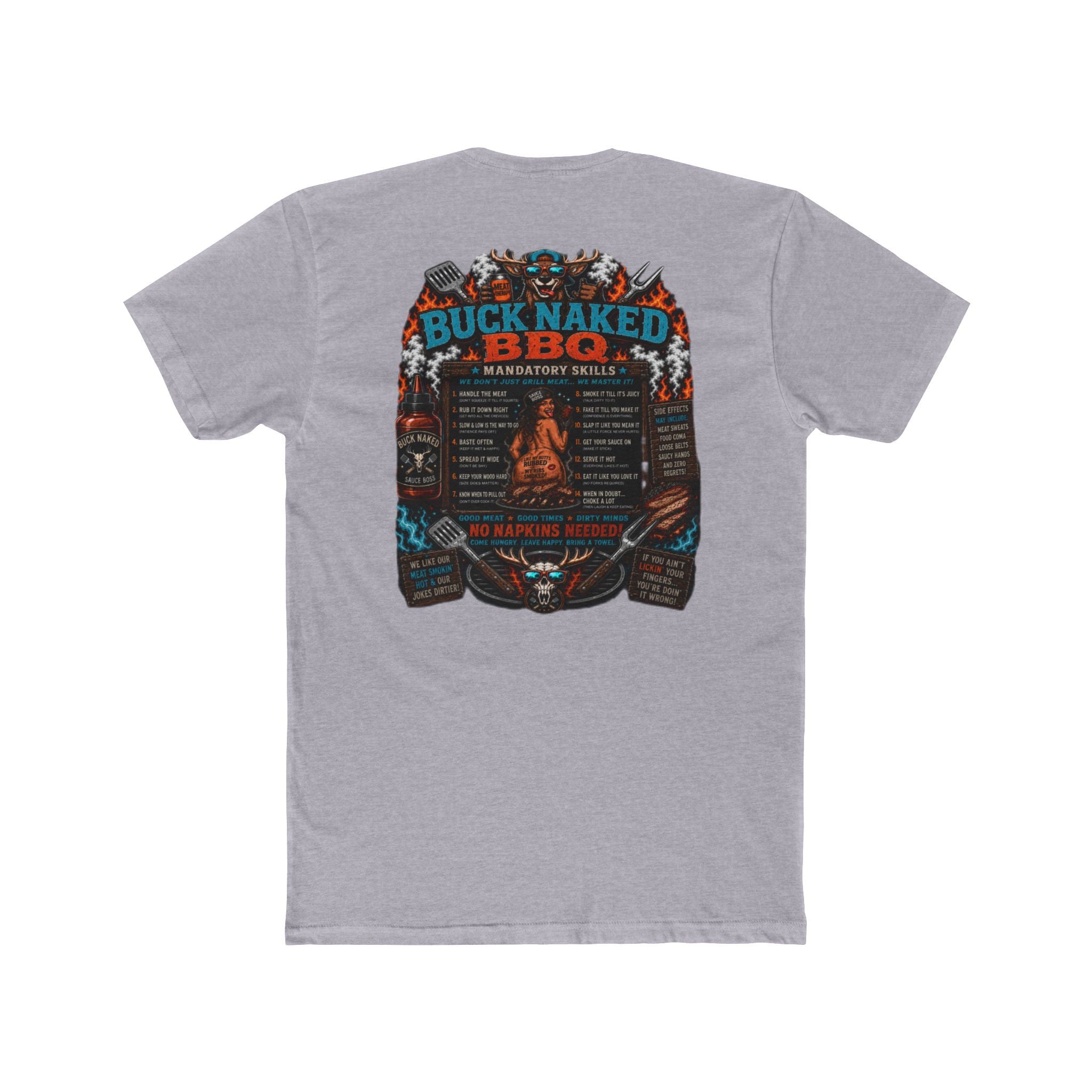 Buck naked BBQ Unisex Cotton Crew Tee