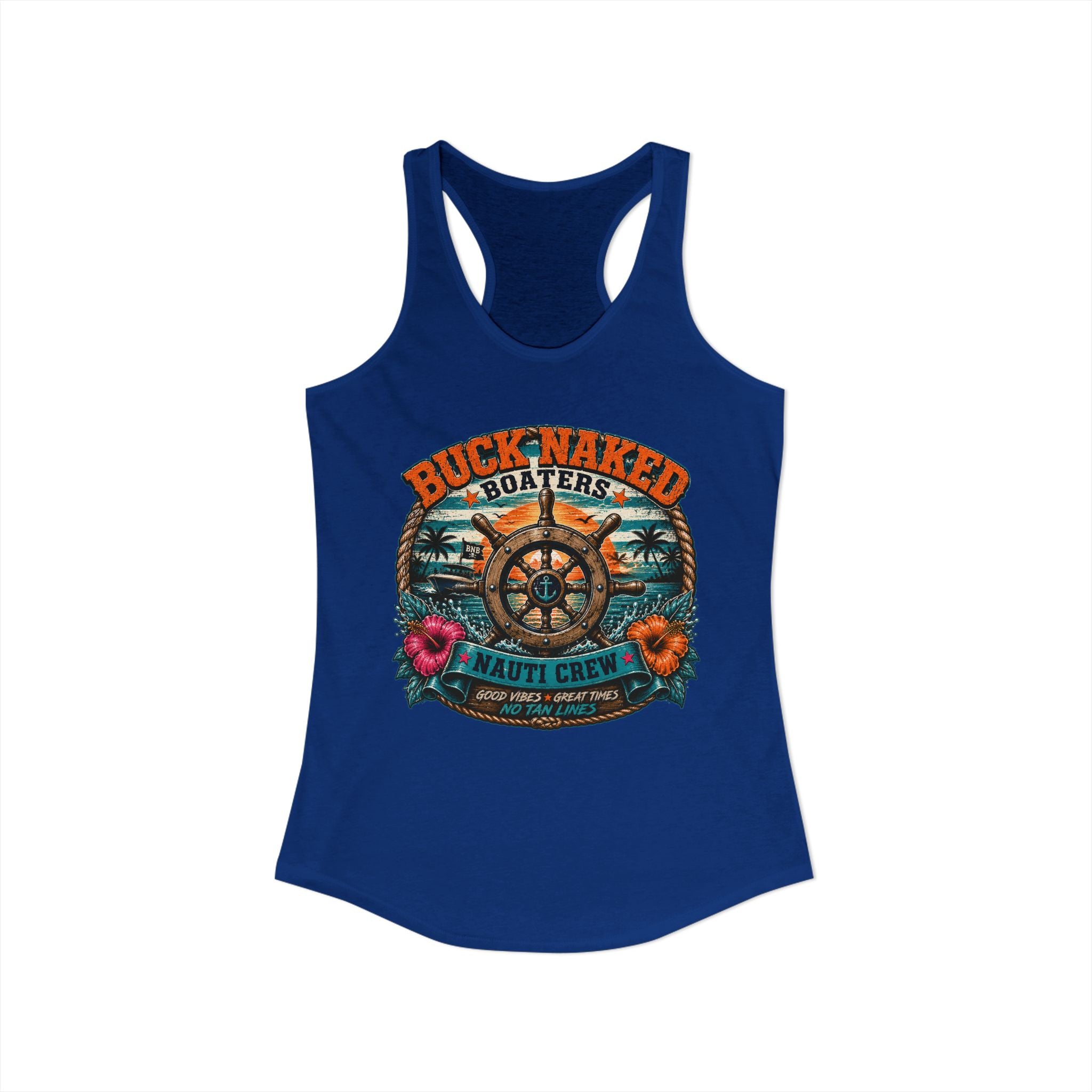 Women's ship wheel nauti crew  Racerback Tank
