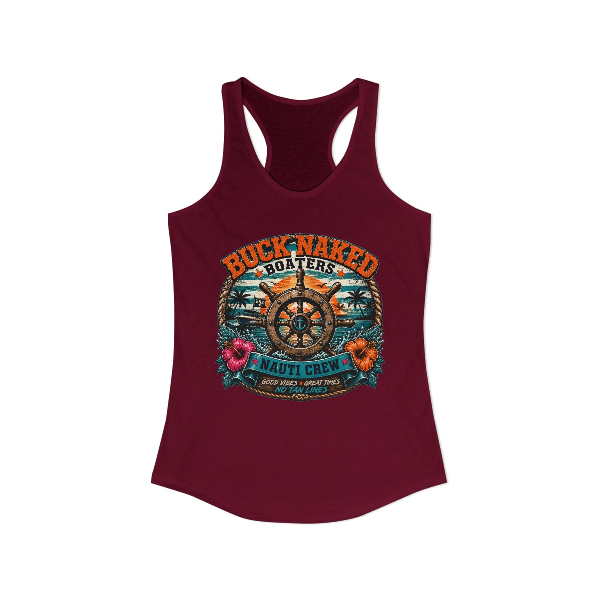 Women's ship wheel nauti crew  Racerback Tank