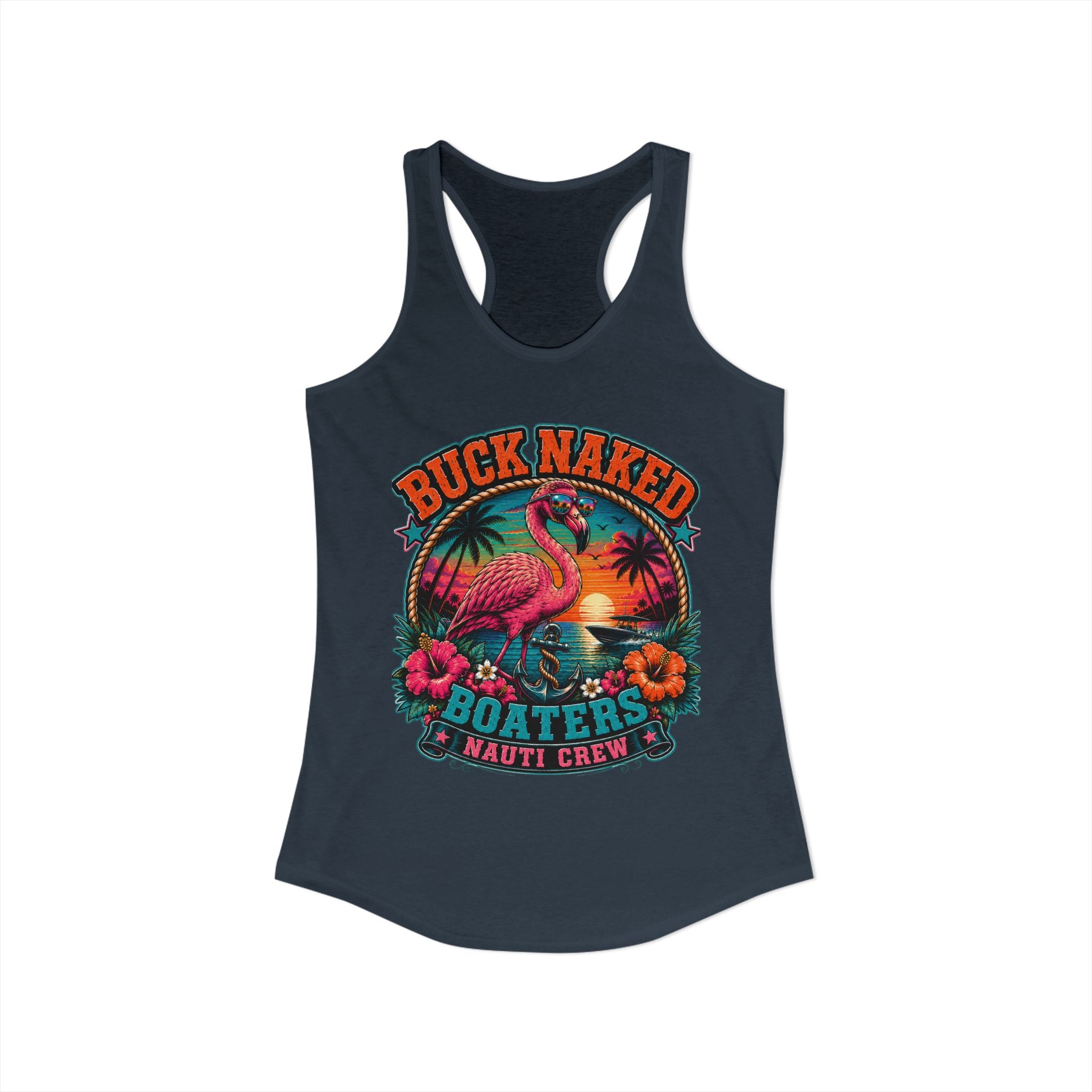 Women's flamingo nauti crew  Racerback Tank