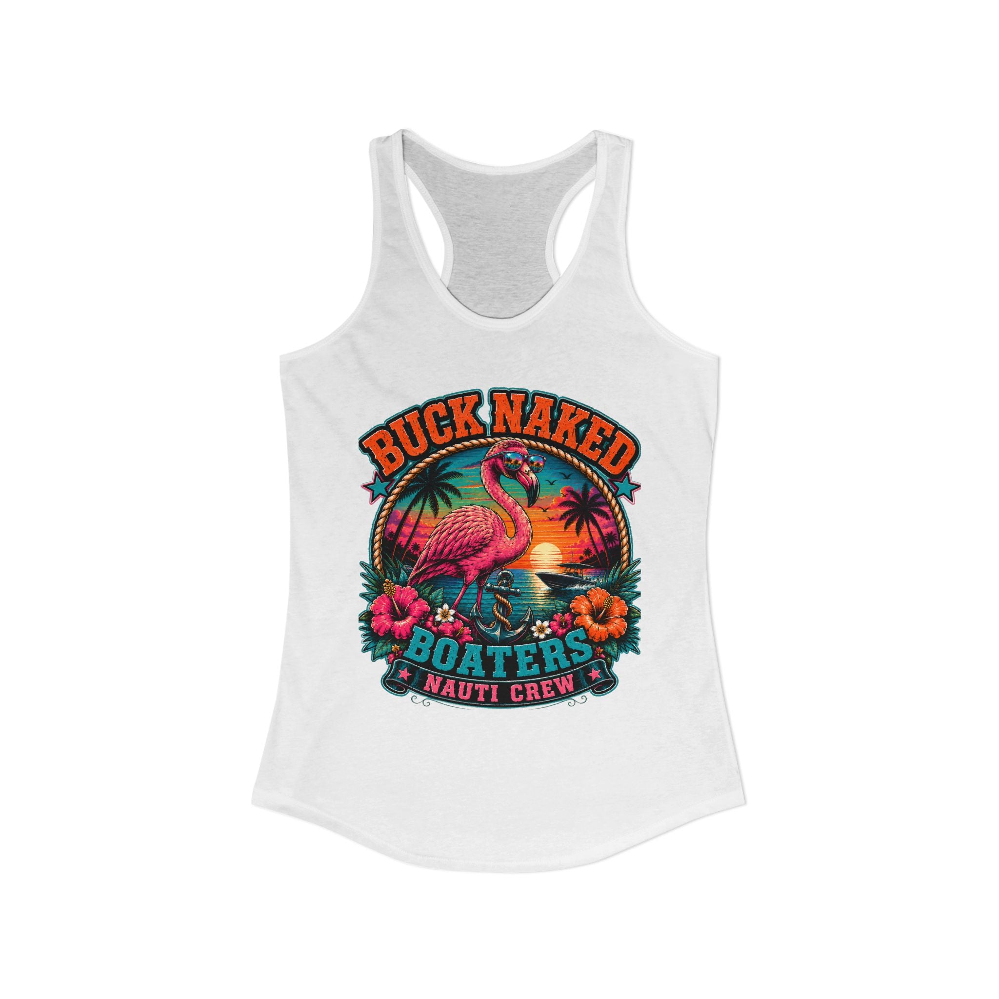 Women's flamingo nauti crew  Racerback Tank