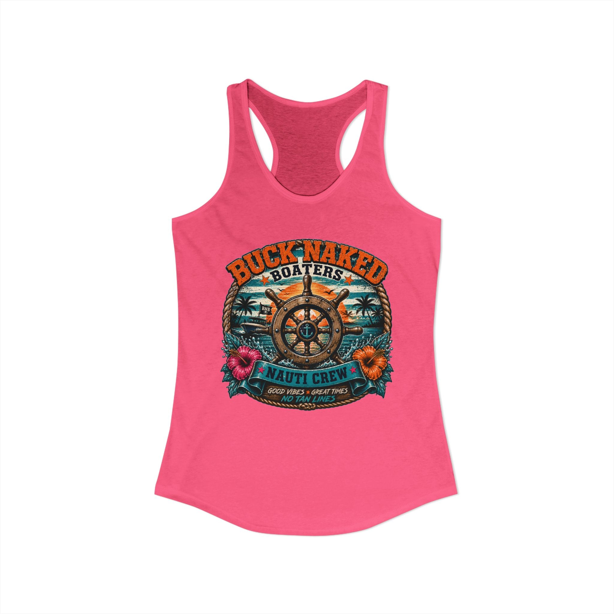 Women's ship wheel nauti crew  Racerback Tank