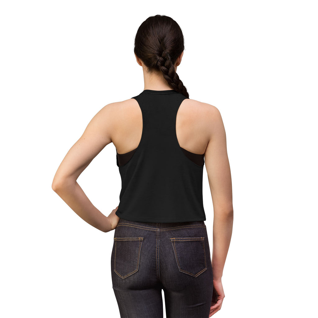 Women's Crop Tank Top — "Buck Naked Boaters" Skull Boating Graphic