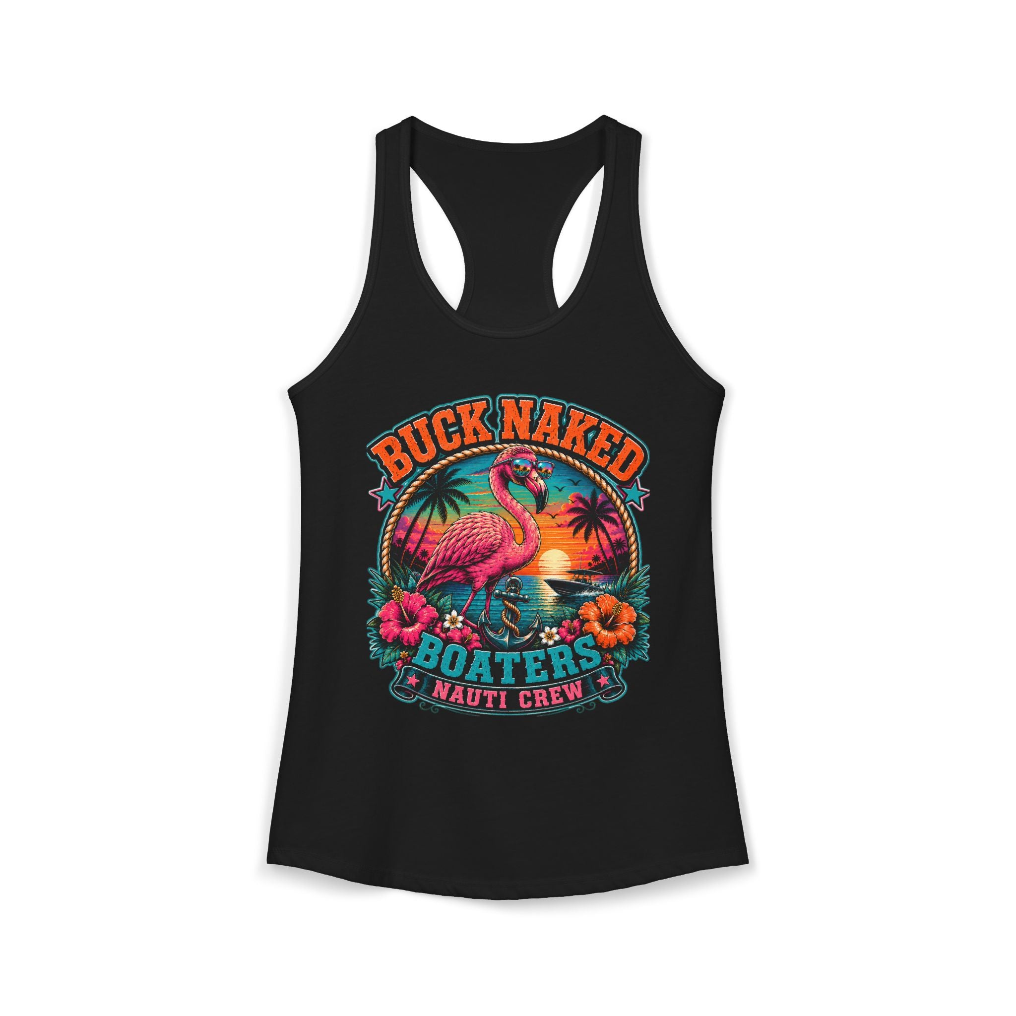 Women's flamingo nauti crew  Racerback Tank