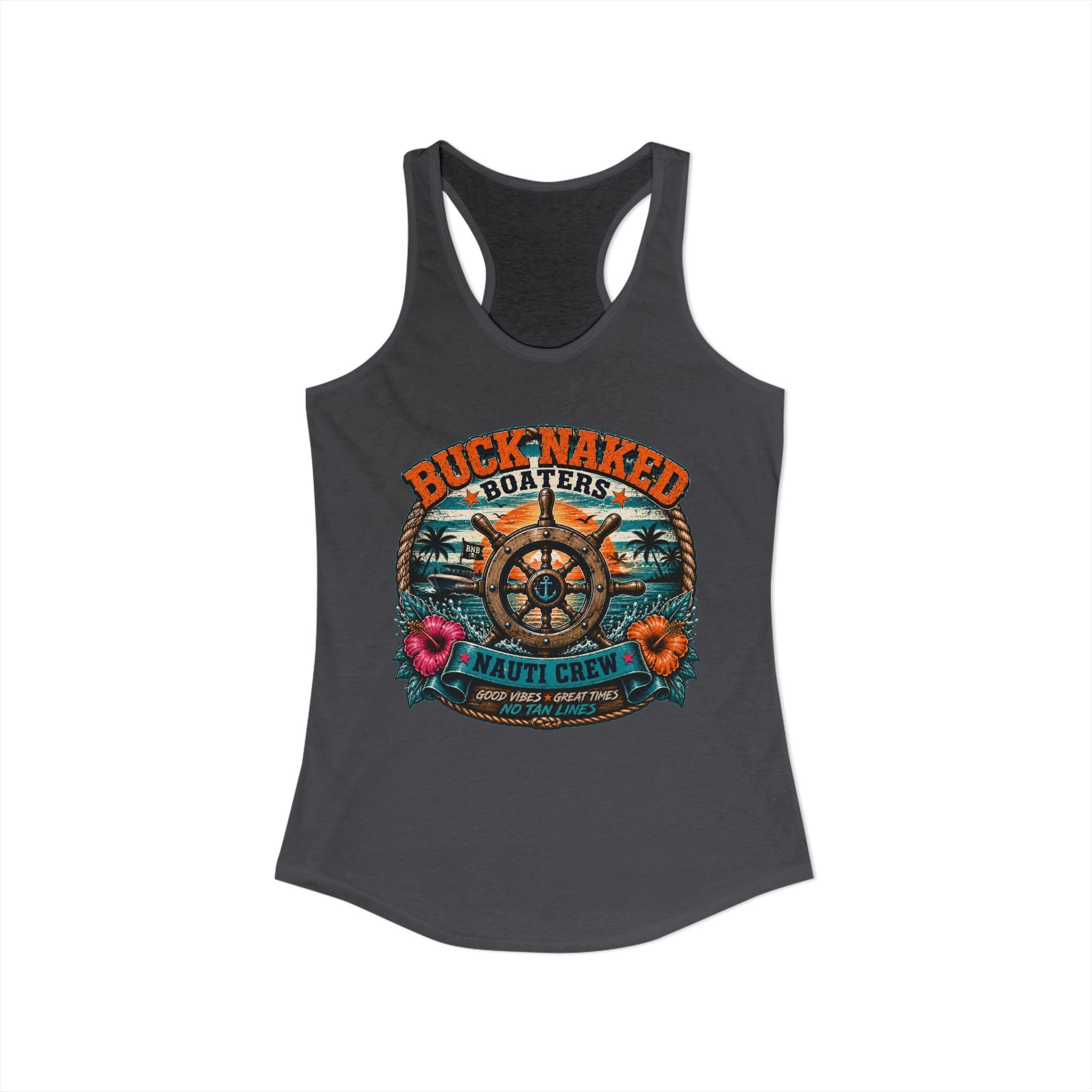 Women's ship wheel nauti crew  Racerback Tank