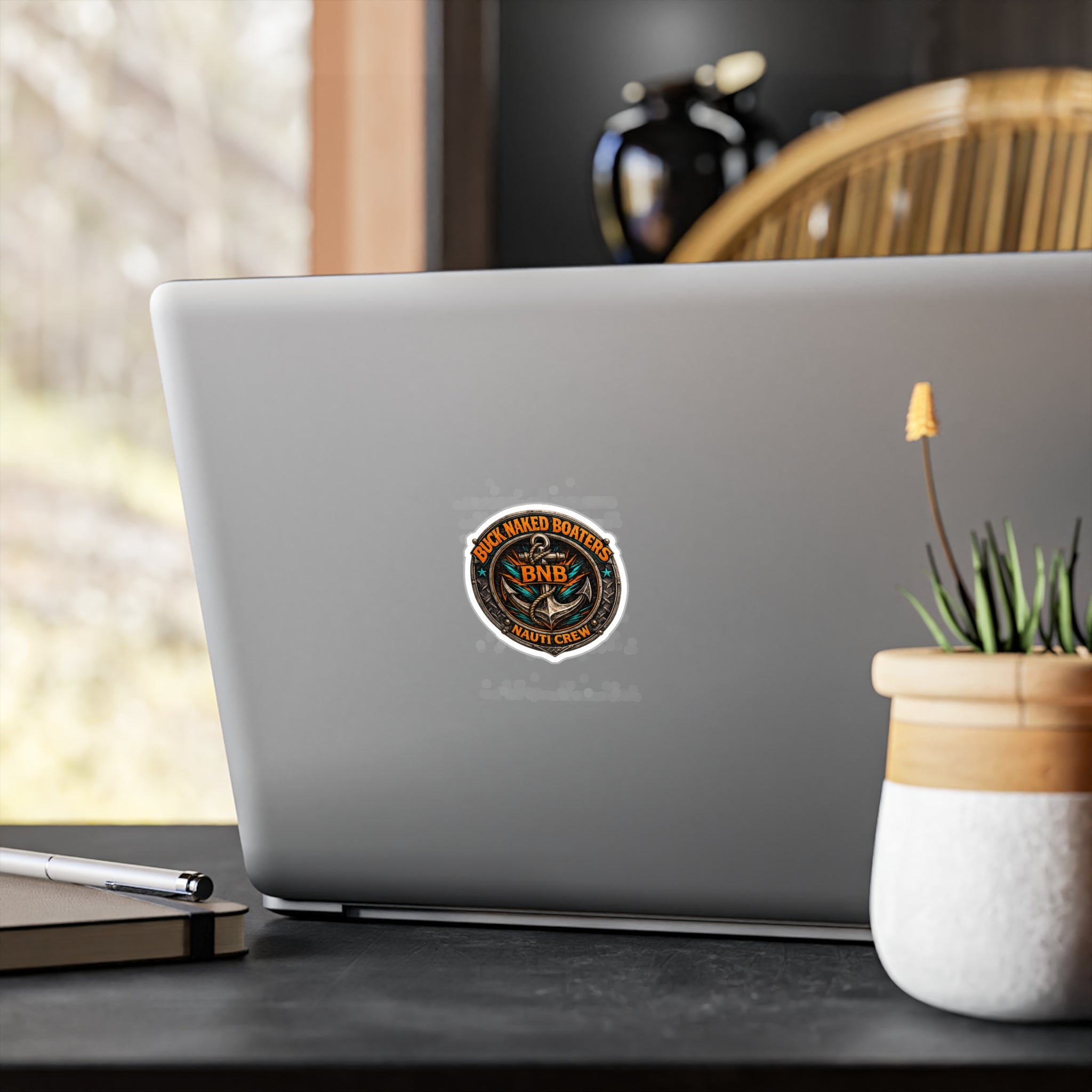 Kiss-Cut Vinyl Decal — "Buck Naked Boaters BNB" Nautical Anchor Sticker