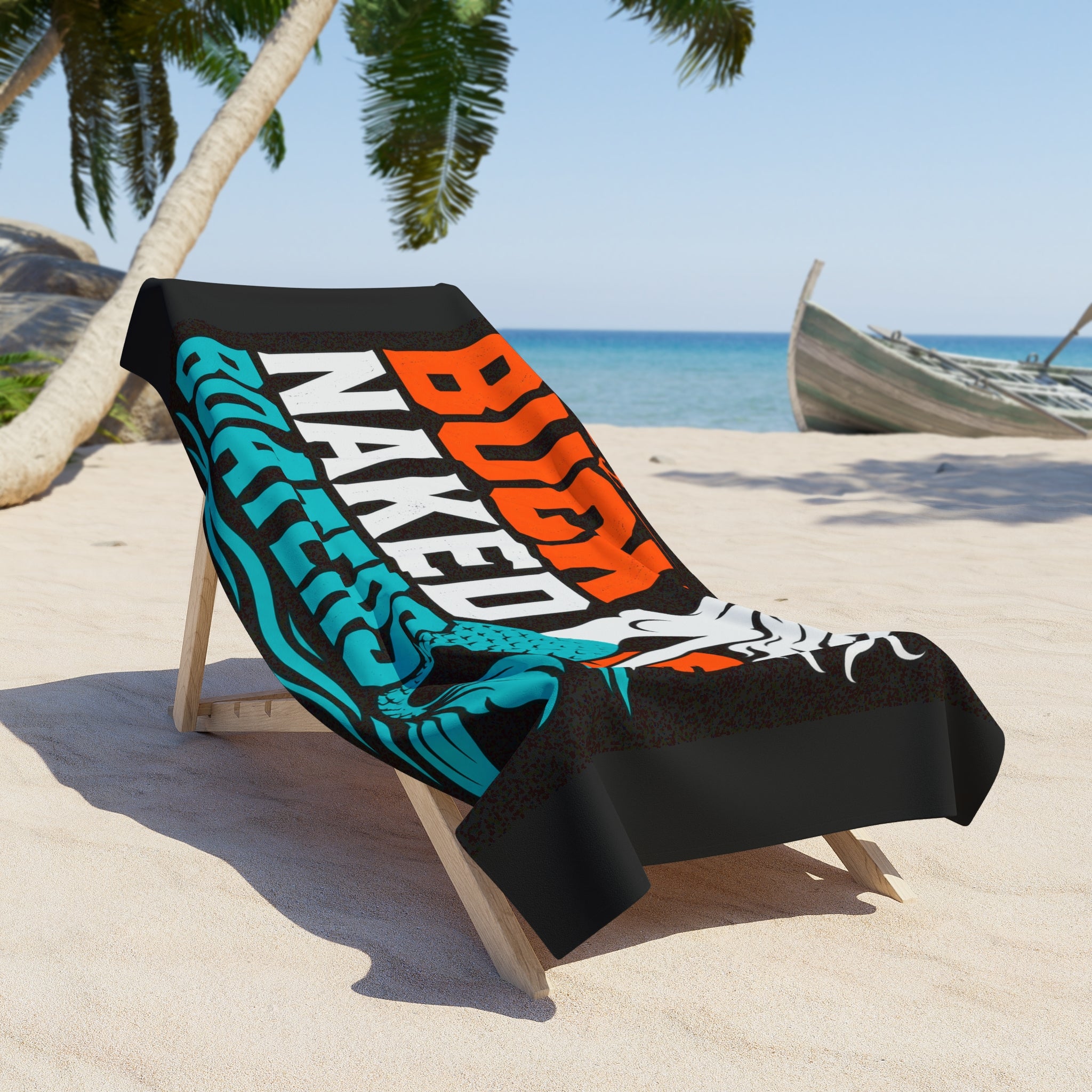 buck naked mermaid Beach Towel