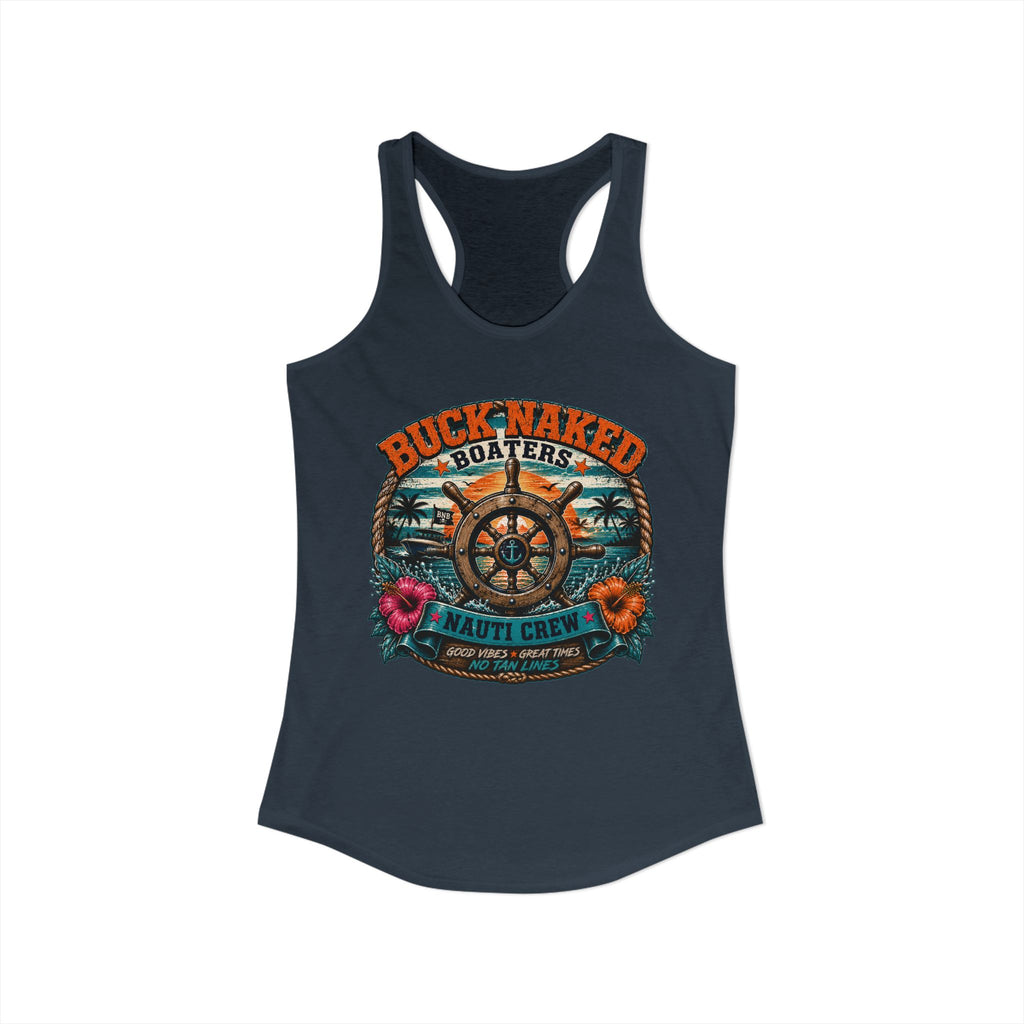Women's ship wheel nauti crew  Racerback Tank