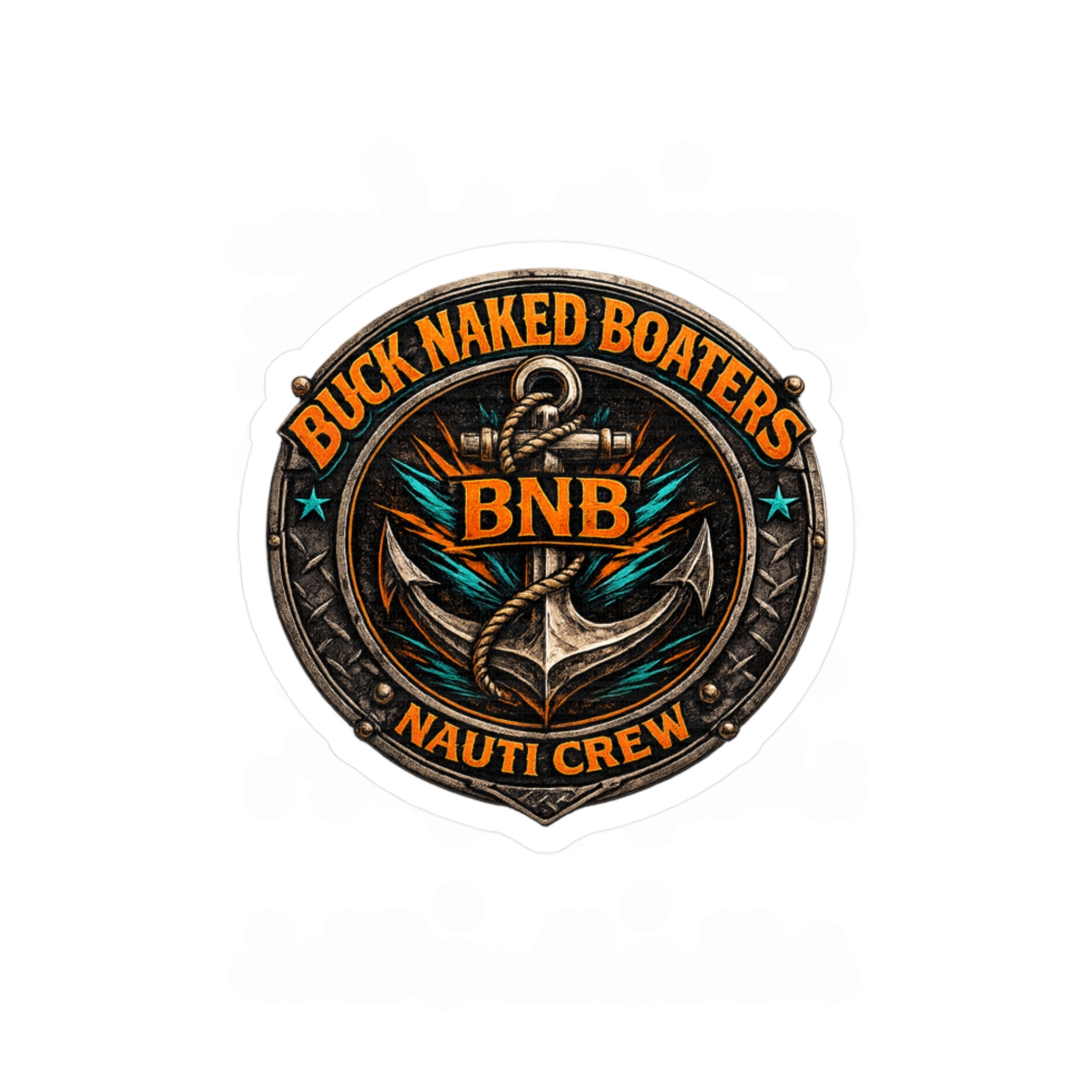 Kiss-Cut Vinyl Decal — "Buck Naked Boaters BNB" Nautical Anchor Sticker