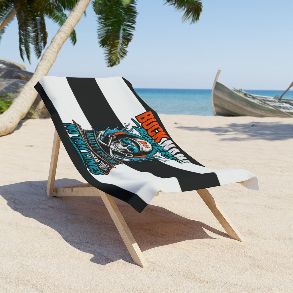 classic boaters skull logo nauti crew Beach Towel