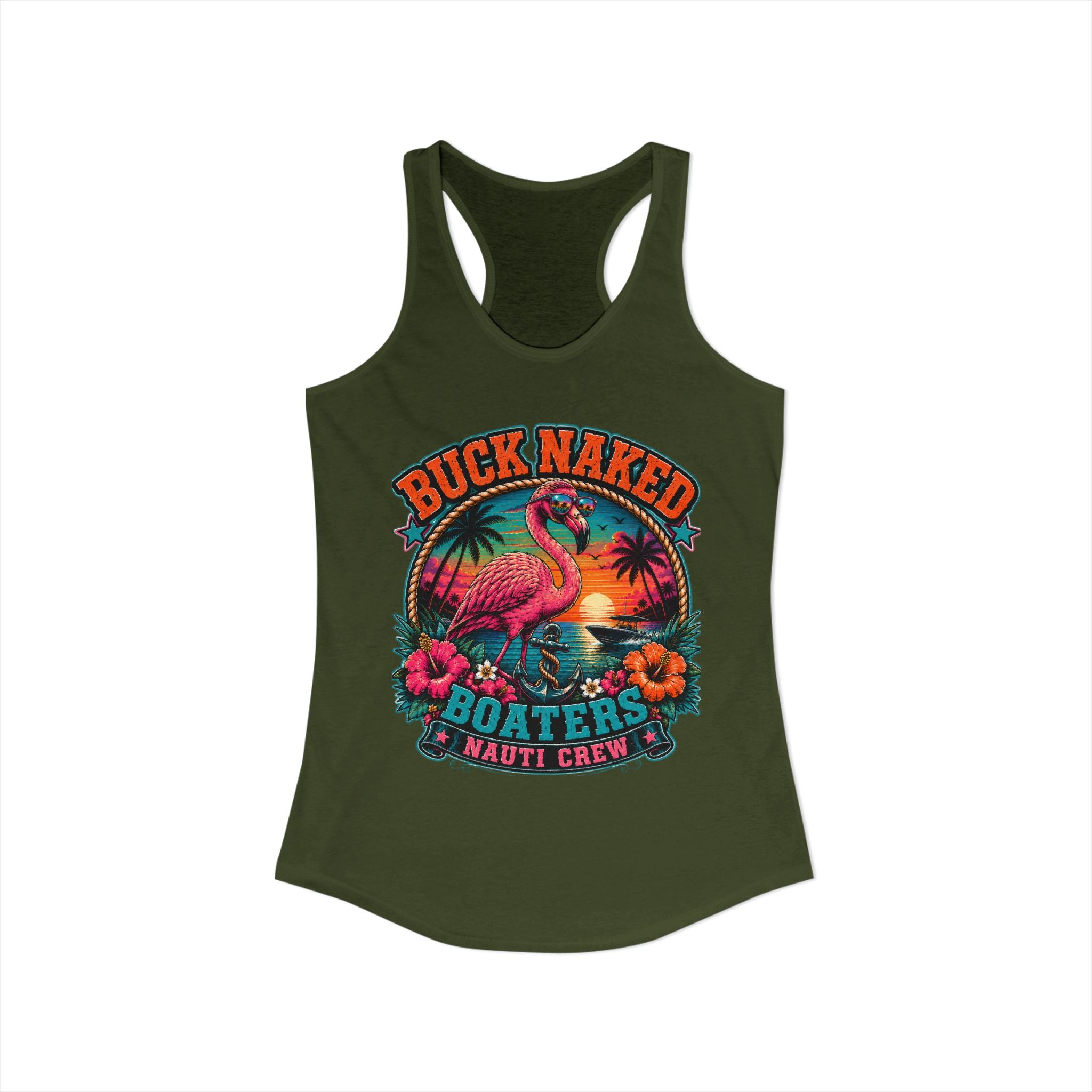 Women's flamingo nauti crew  Racerback Tank