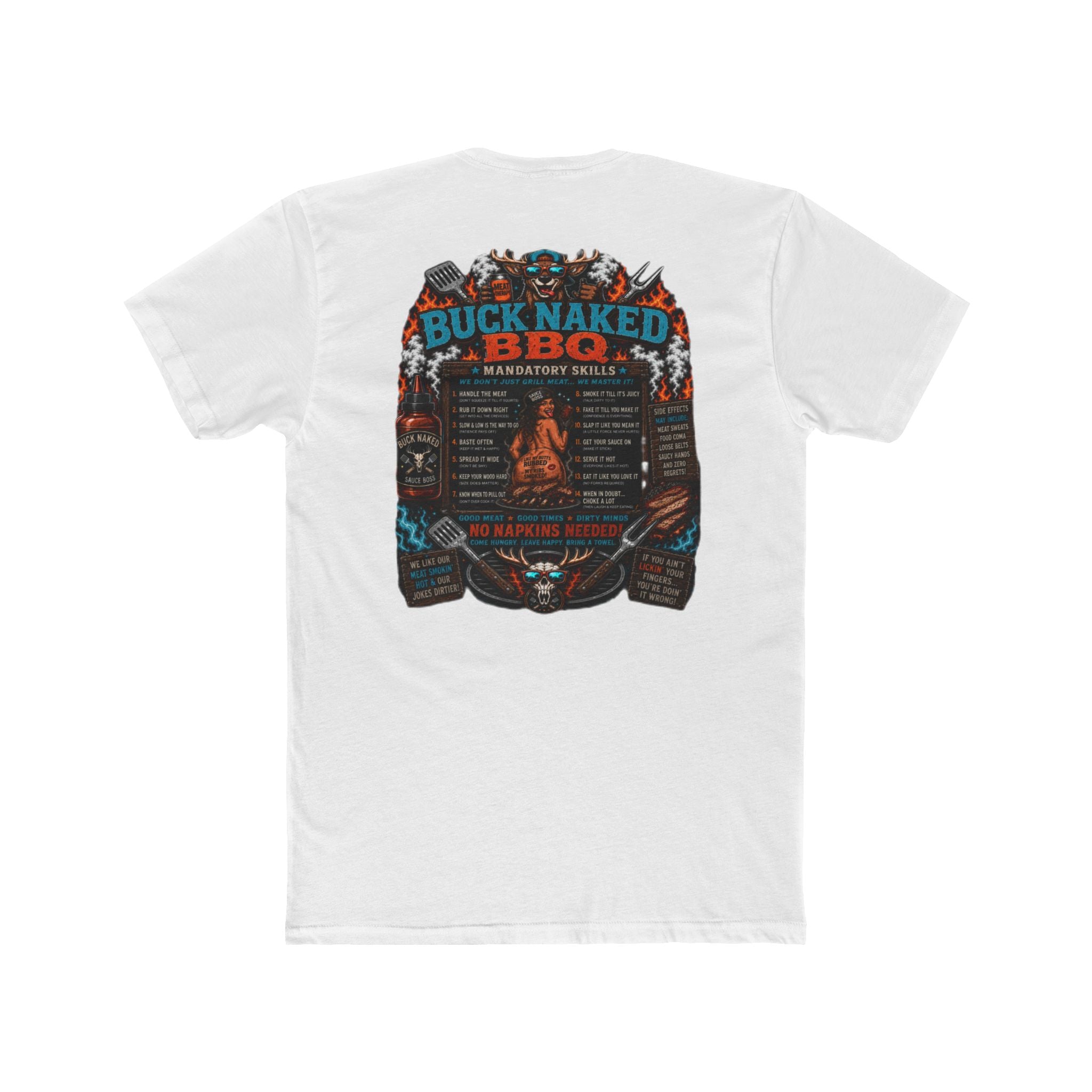 Buck naked BBQ Unisex Cotton Crew Tee