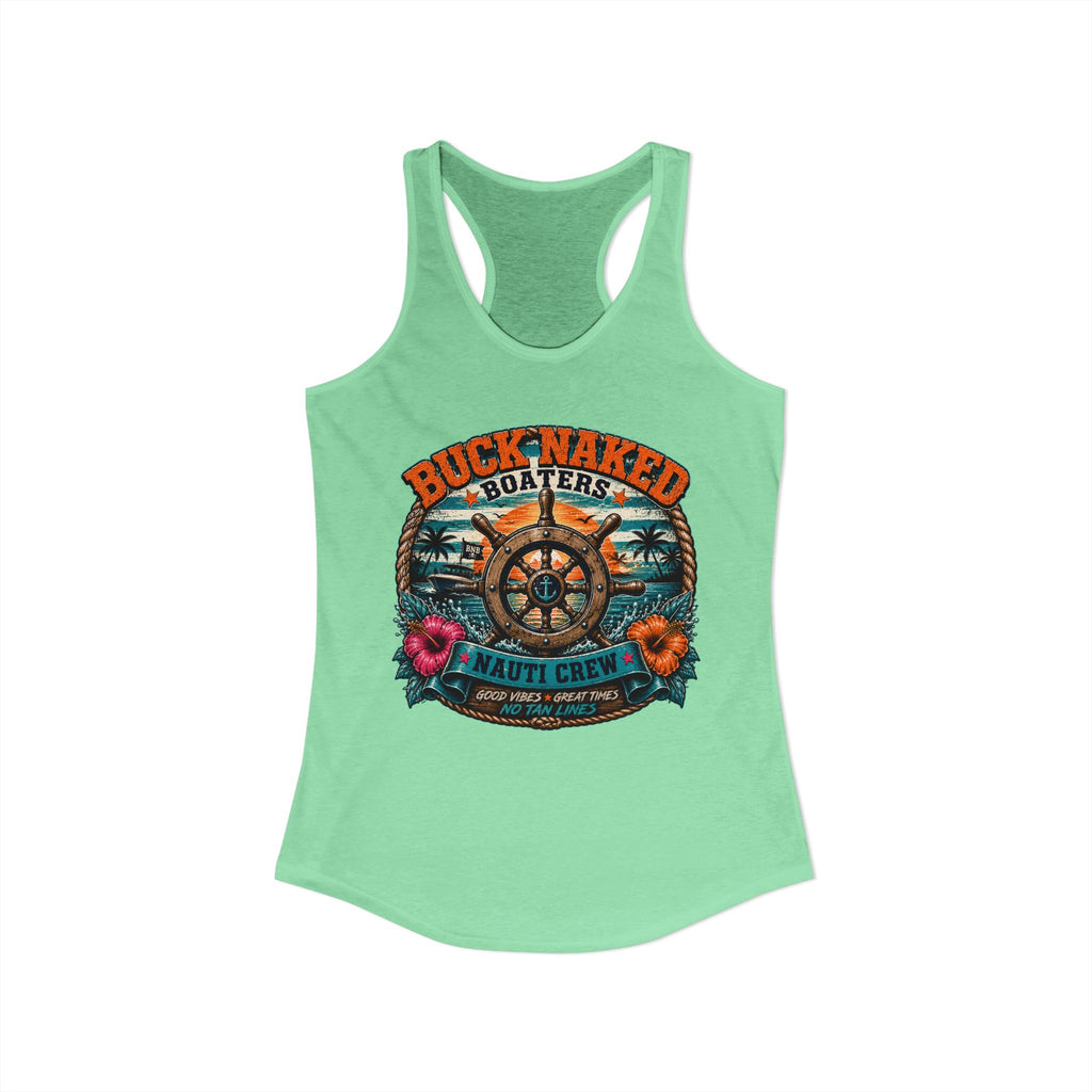 Women's ship wheel nauti crew  Racerback Tank