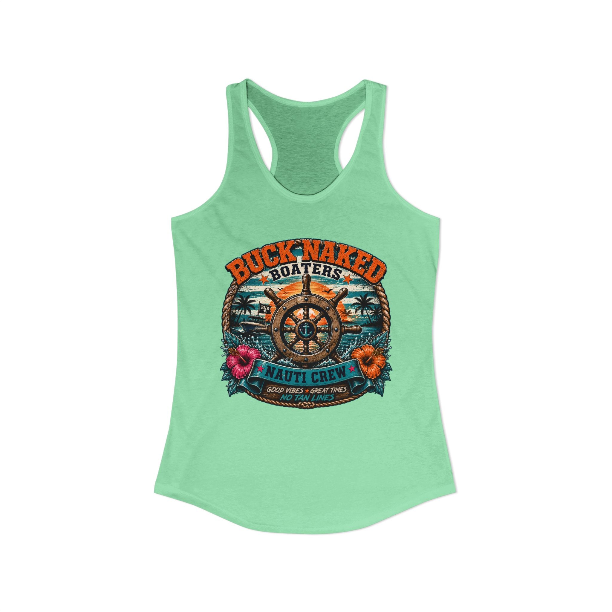 Women's ship wheel nauti crew  Racerback Tank