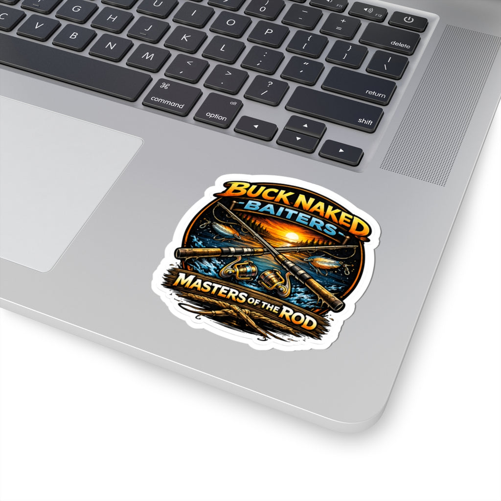 Kiss-Cut Sticker — "Buck Naked Baiters: Masters of the Rod" Fishing Decal