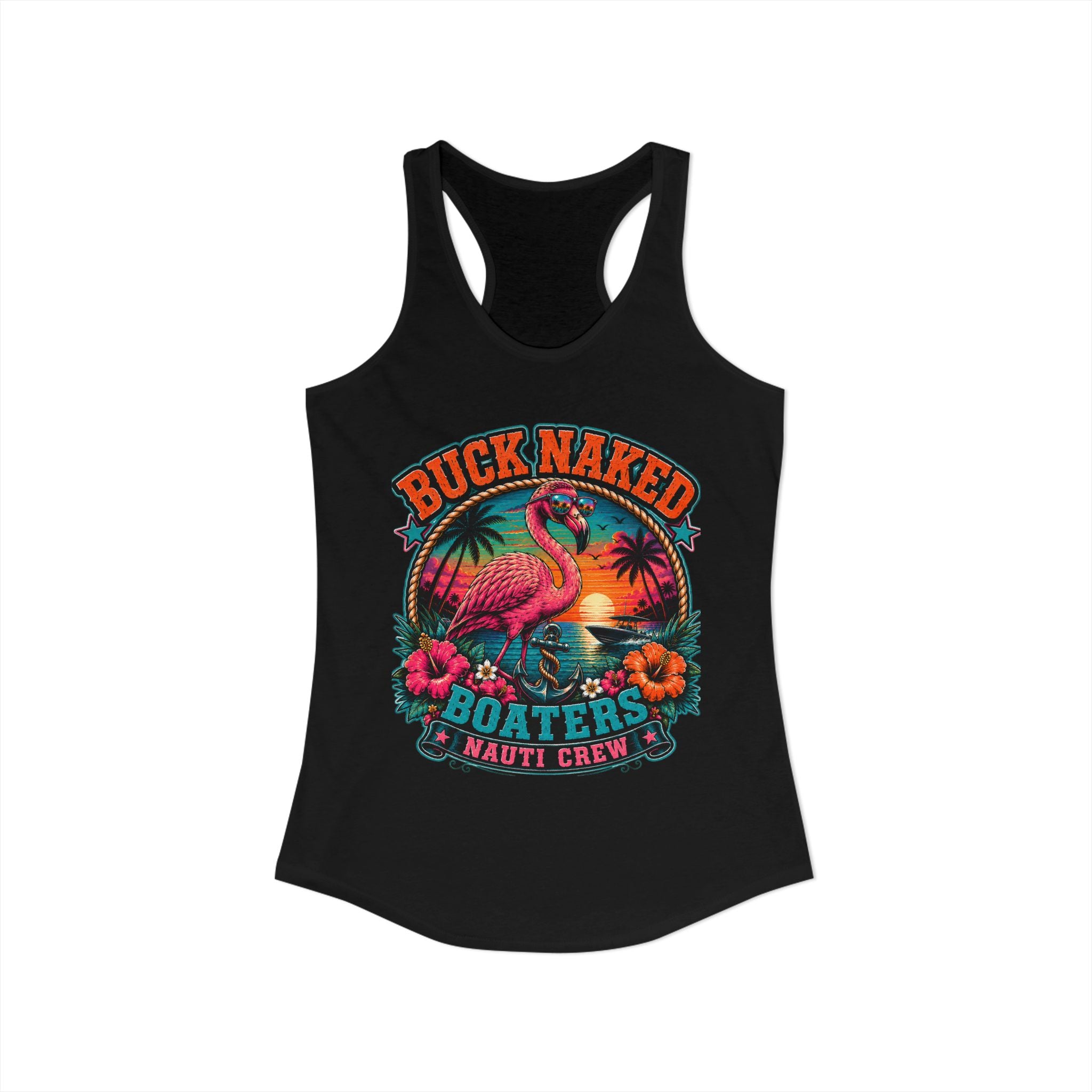 Women's flamingo nauti crew  Racerback Tank