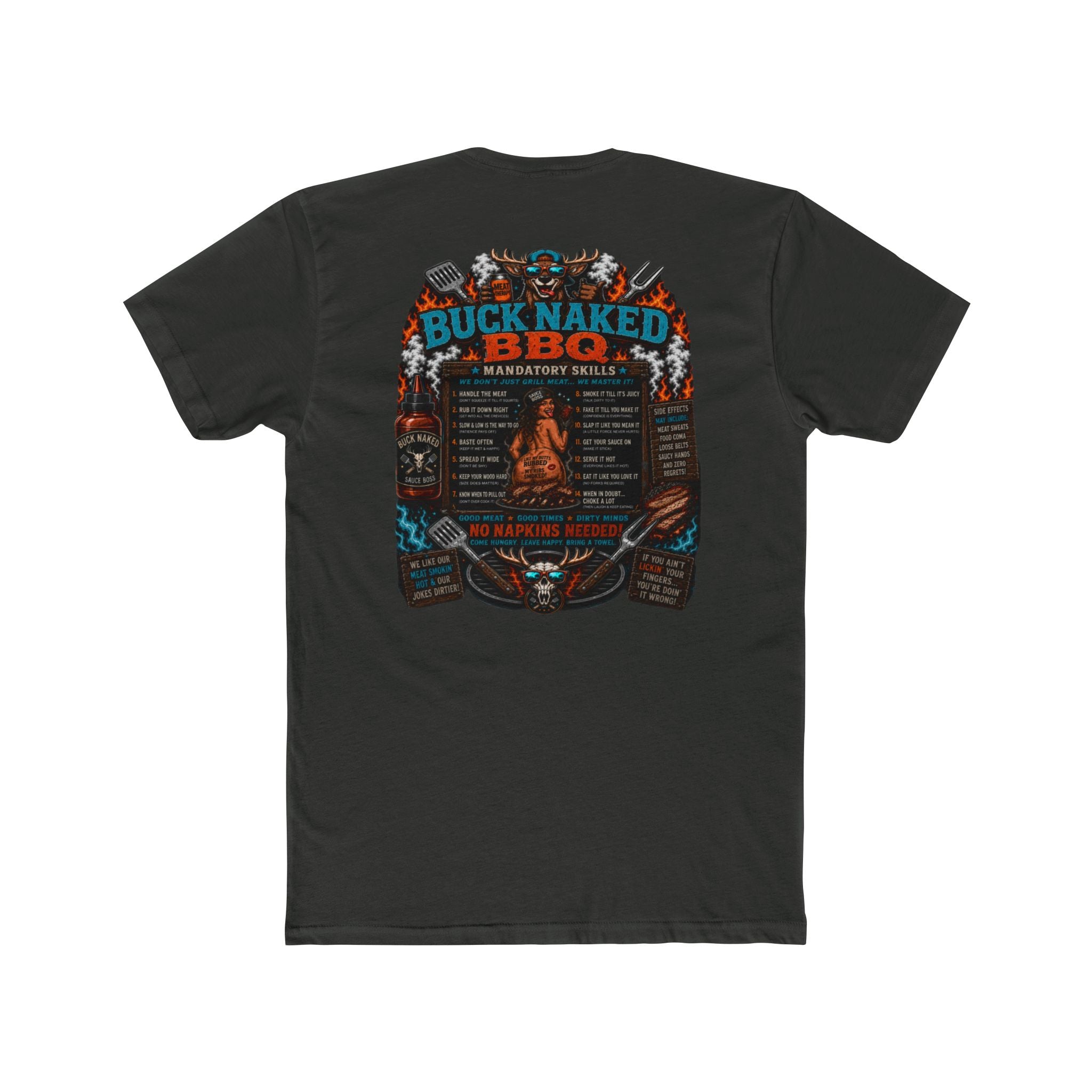 Buck naked BBQ Unisex Cotton Crew Tee