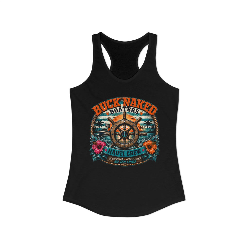 Women's ship wheel nauti crew  Racerback Tank