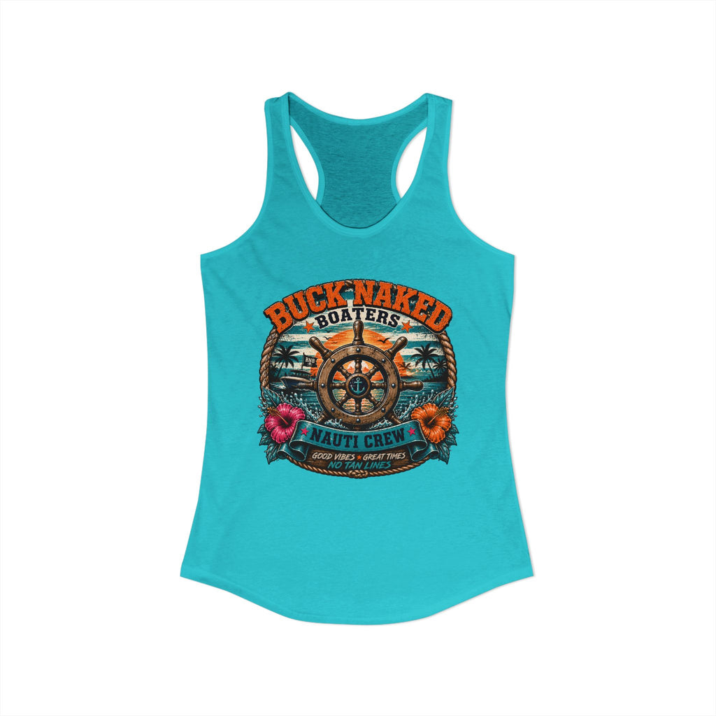 Women's ship wheel nauti crew  Racerback Tank