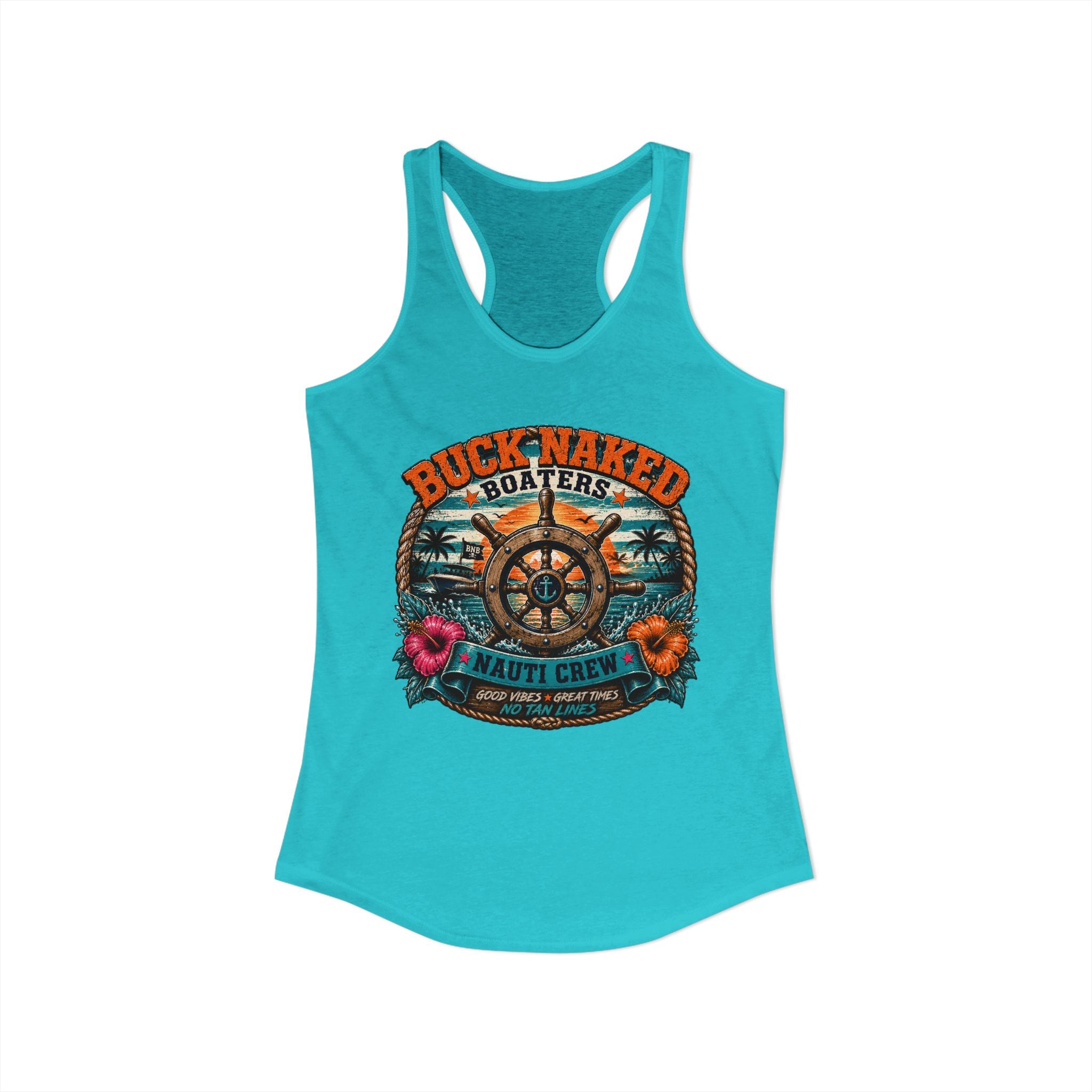 Women's ship wheel nauti crew  Racerback Tank