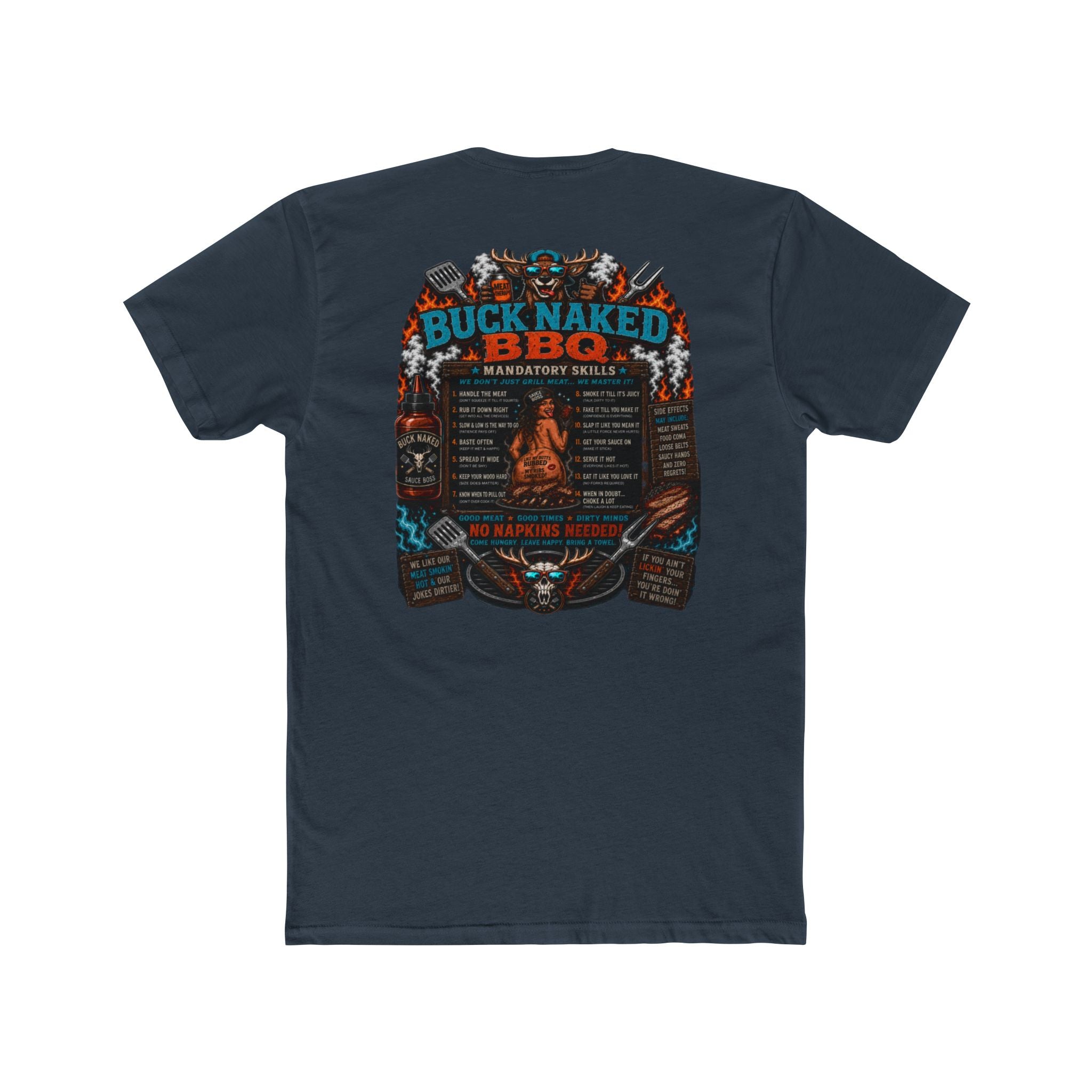 Buck naked BBQ Unisex Cotton Crew Tee
