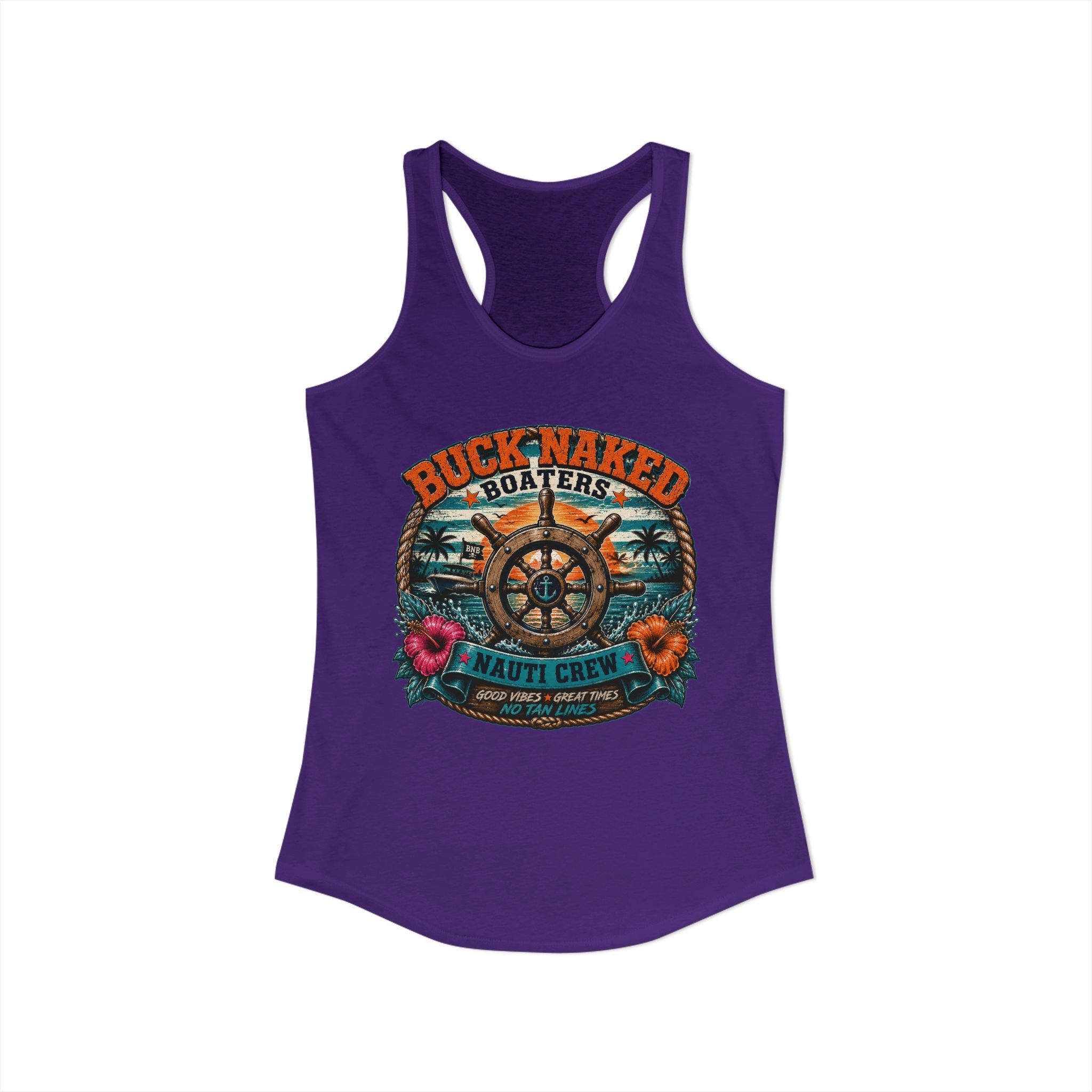 Women's ship wheel nauti crew  Racerback Tank