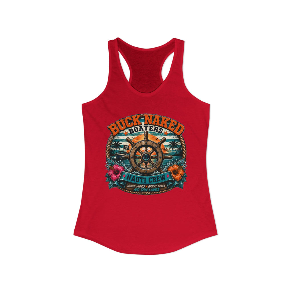 Women's ship wheel nauti crew  Racerback Tank