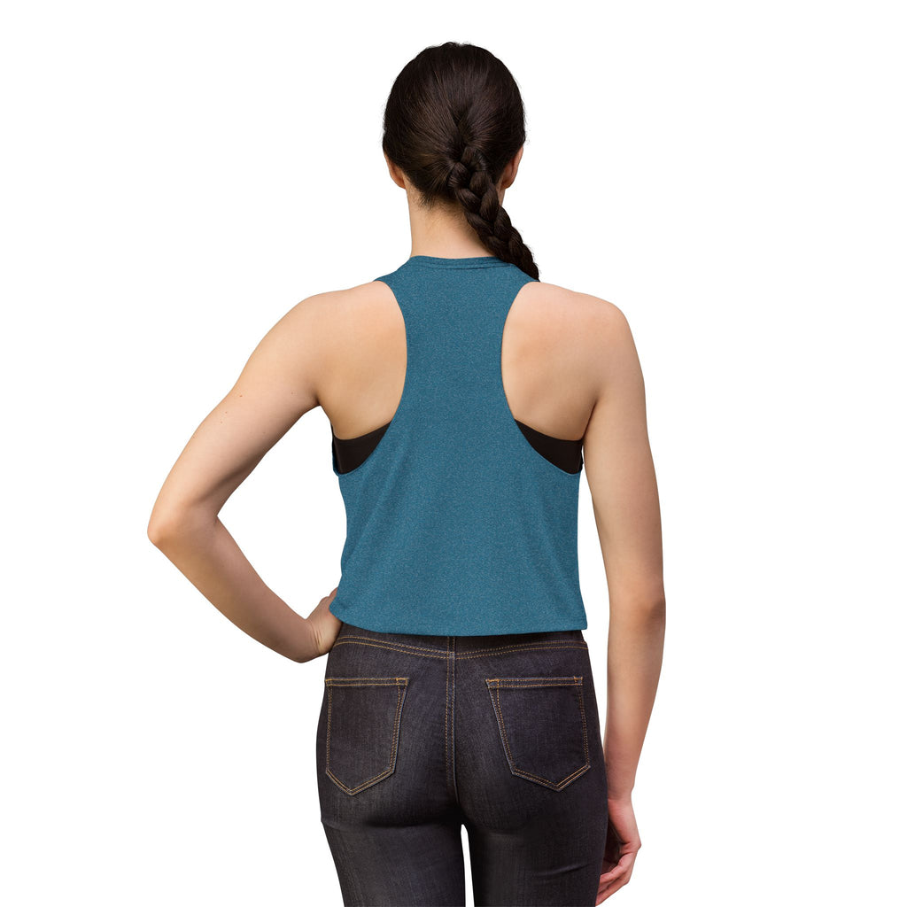 Women's Crop Tank Top — "Buck Naked Boaters" Skull Boating Graphic