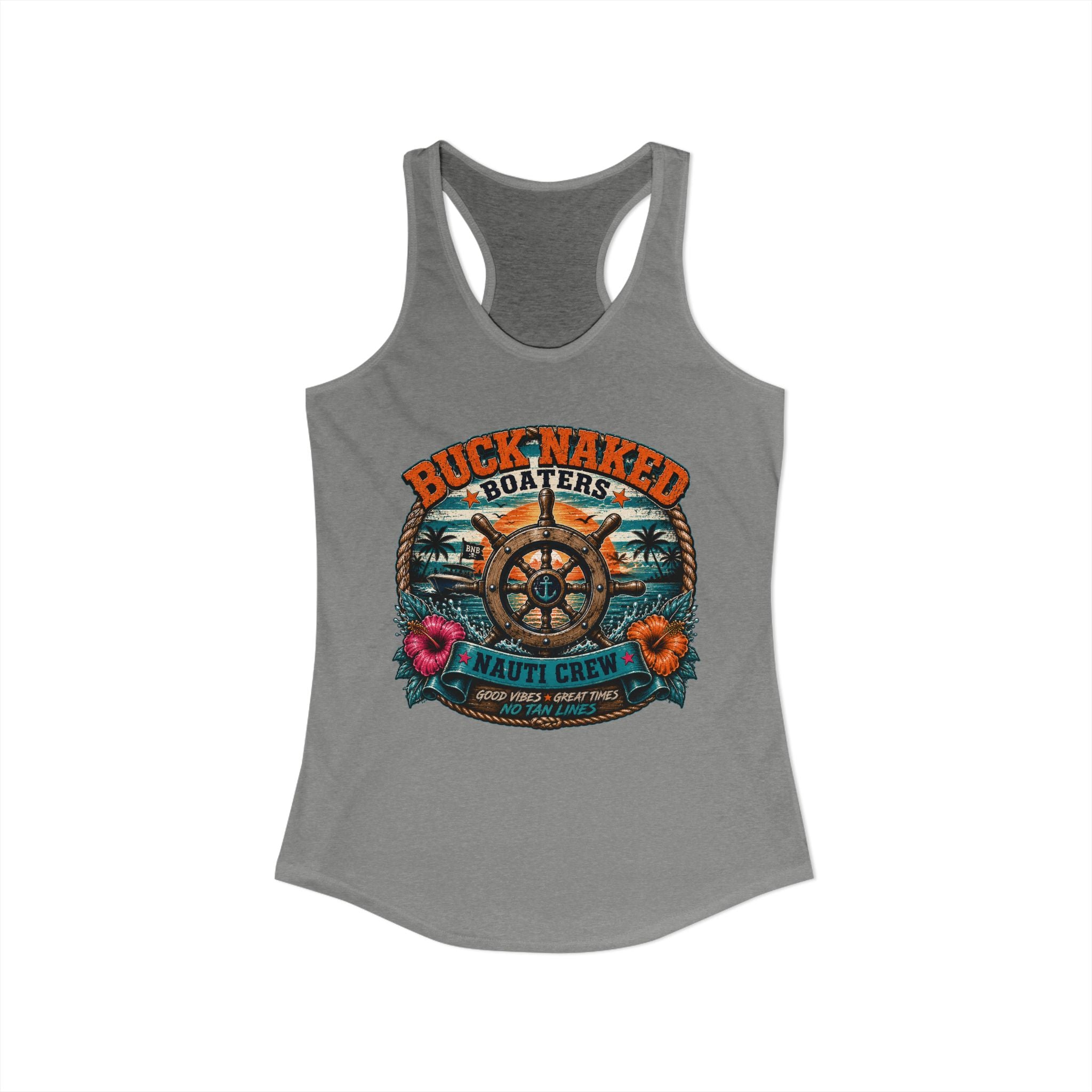 Women's ship wheel nauti crew  Racerback Tank