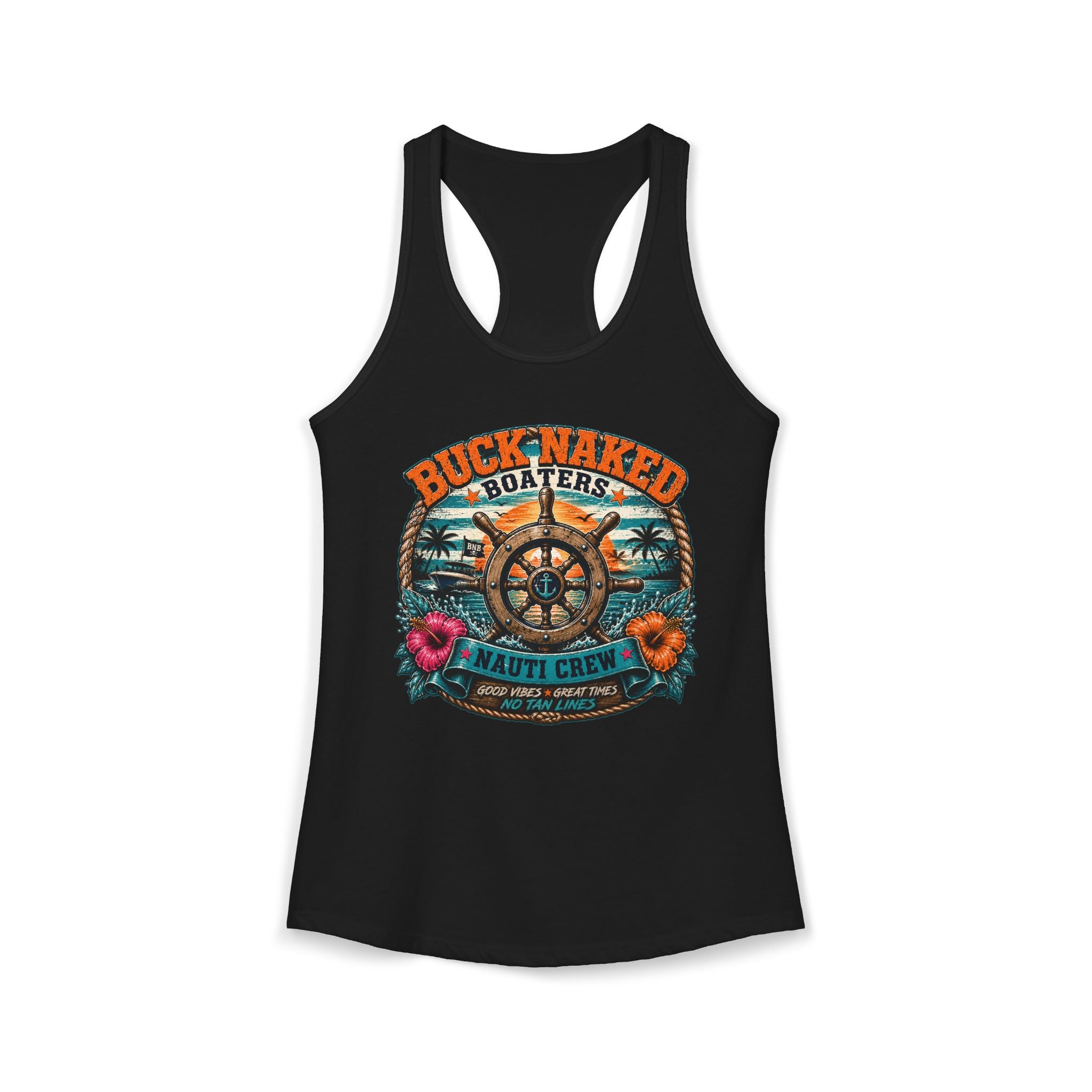 Women's ship wheel nauti crew  Racerback Tank
