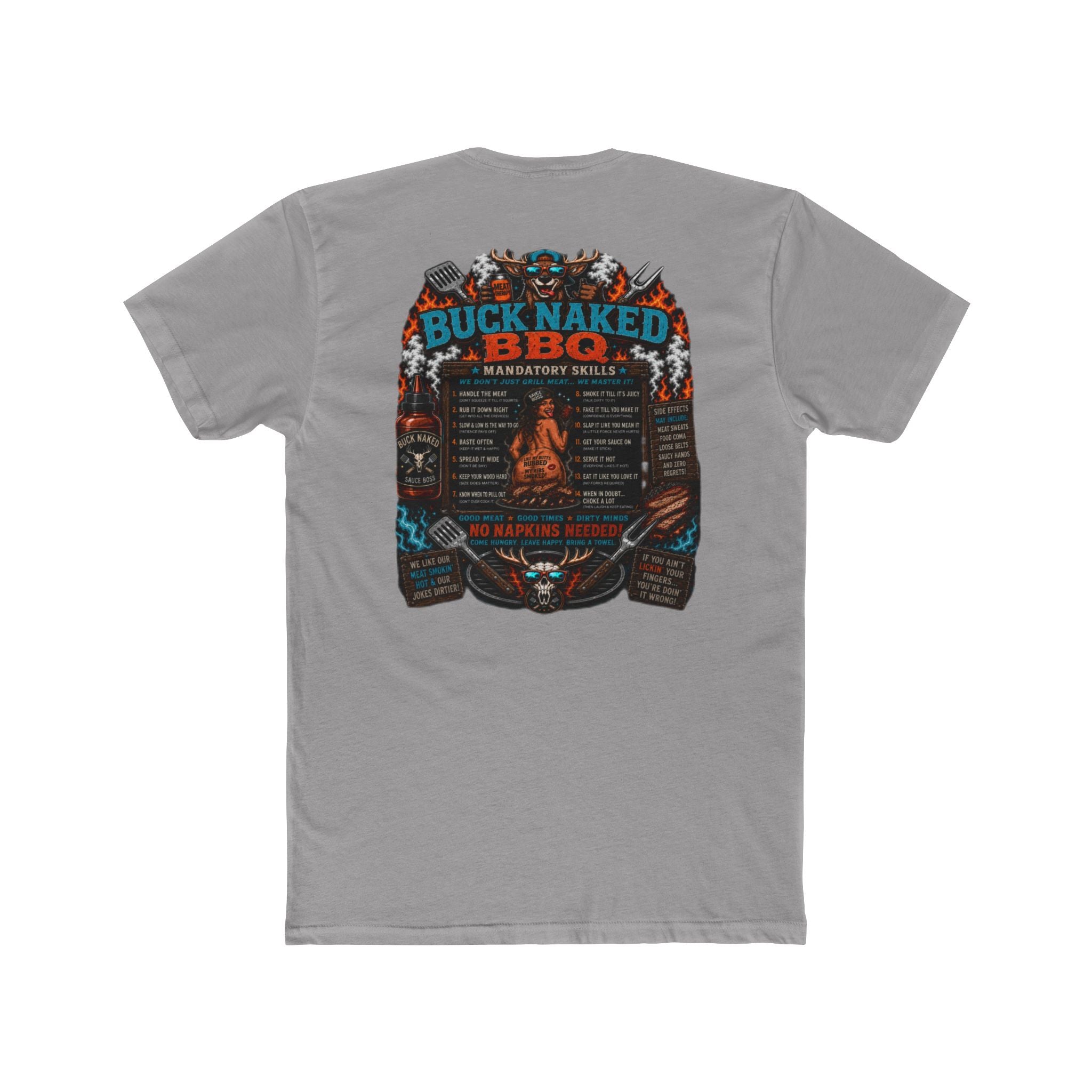 Buck naked BBQ Unisex Cotton Crew Tee