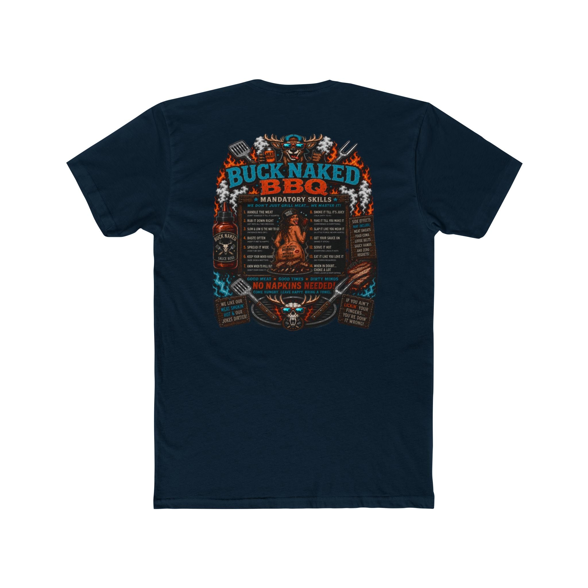 Buck naked BBQ Unisex Cotton Crew Tee