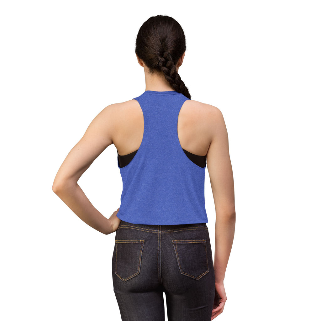 Women's Crop Tank Top — "Buck Naked Boaters" Skull Boating Graphic