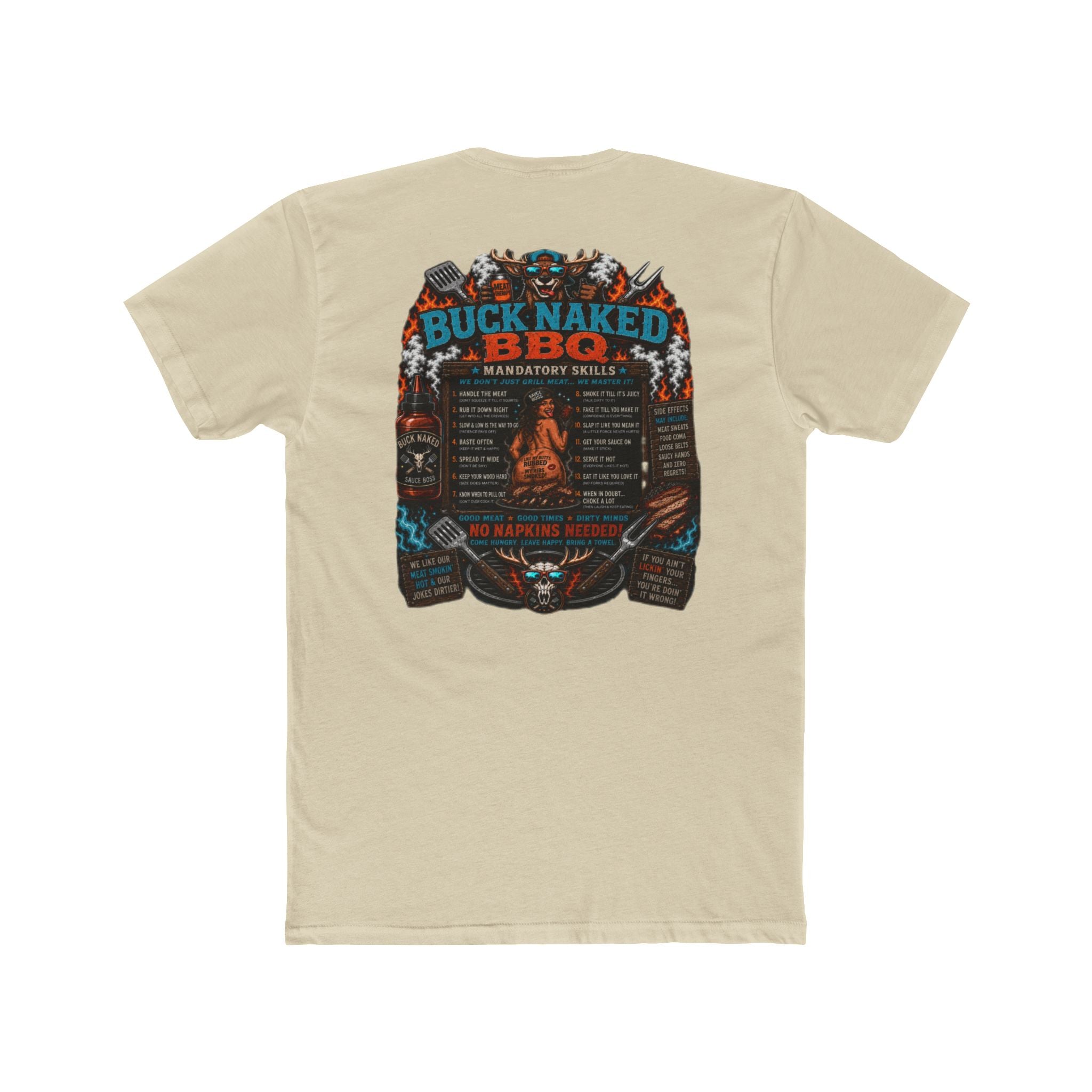 Buck naked BBQ Unisex Cotton Crew Tee