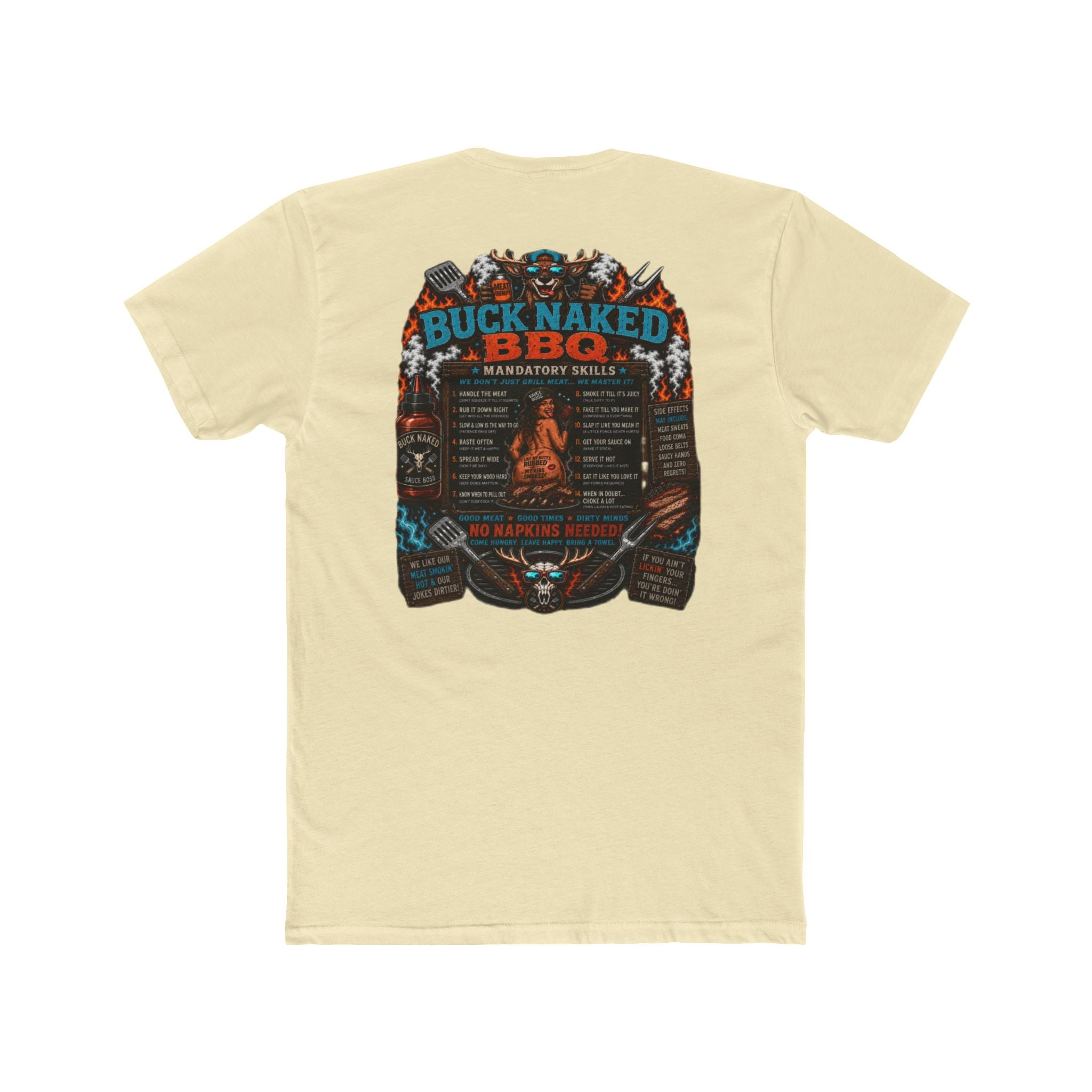 Buck naked BBQ Unisex Cotton Crew Tee