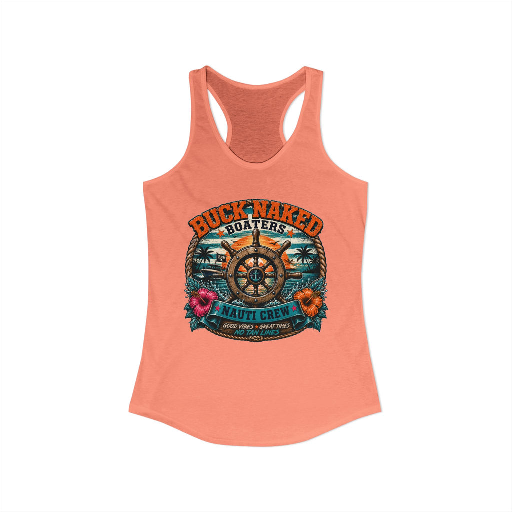 Women's ship wheel nauti crew  Racerback Tank