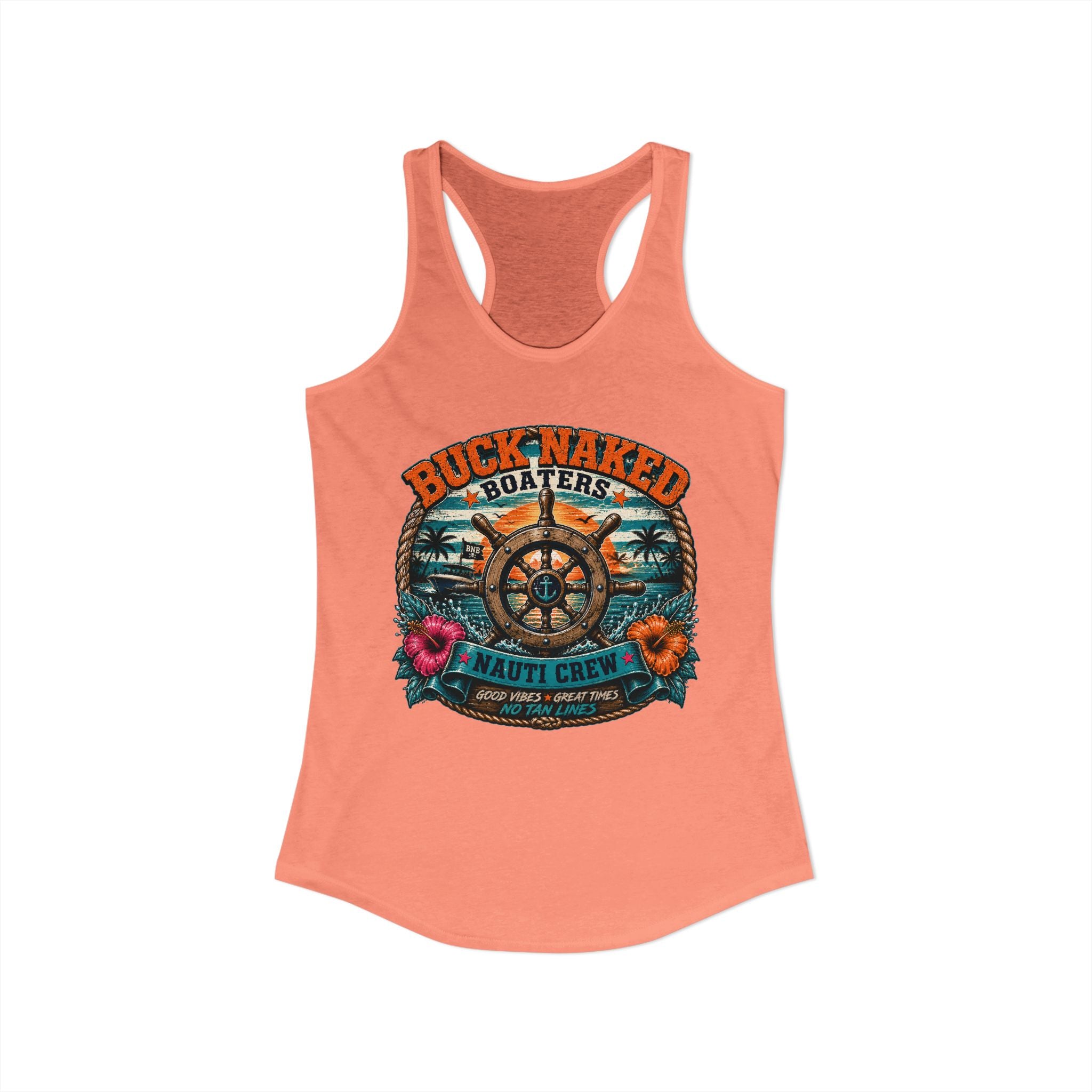 Women's ship wheel nauti crew  Racerback Tank